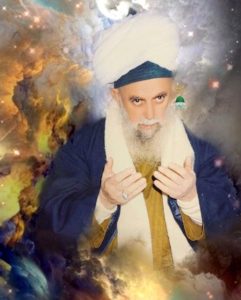 Sultanul Awliya Mawlana Shaykh Nazim (Q) Dua Space Jubba Ring White Turban Full Sunnah Logo