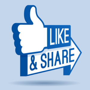 Like and share thumbs up symbol for social networking.