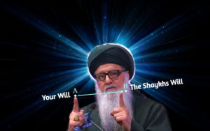 Shaykh Nurjan Mirahmadi - showing A to B with fingers-the tariqa,secret of the path,your will to the shaykhs will