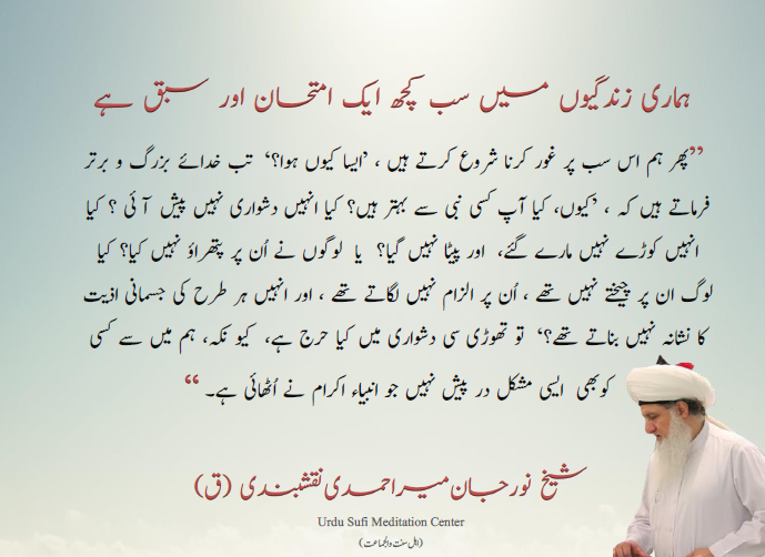 Urdu "Everything is a testing and a lesson in our lives Then