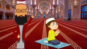 angry imam screaming at child praying