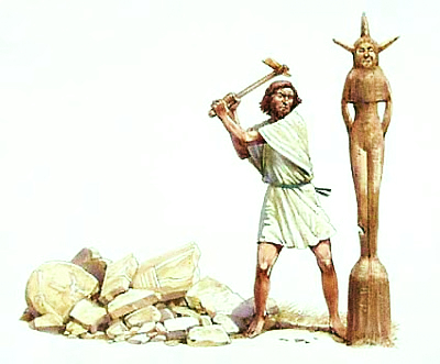 man destroying idols,false gods,